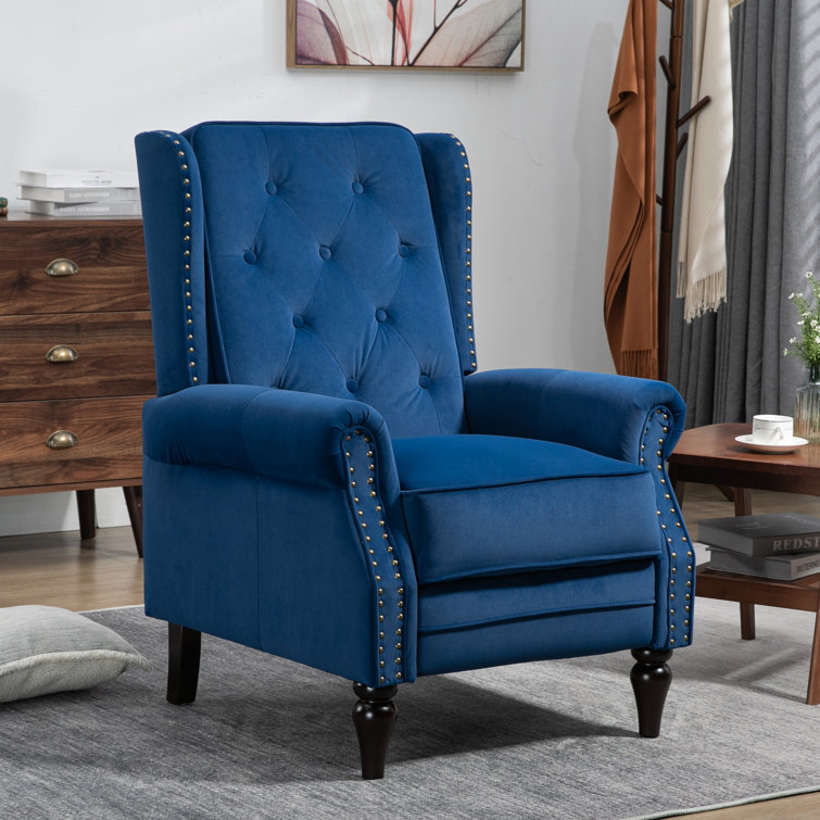 Blue best sale wingback recliner